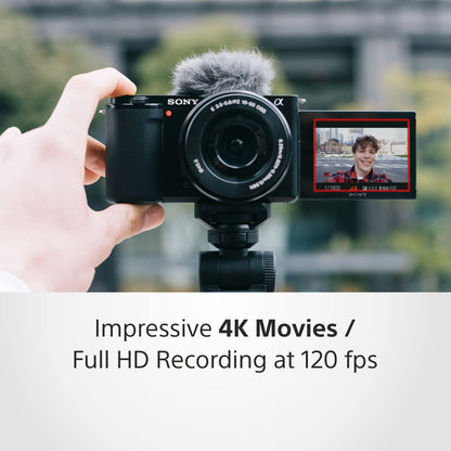 Sony Alpha ZV-E10 24.2 Mega Pixel Interchangeable-Lens Mirrorless vlog Camera, Made for Creators | APS-C Sensor |Advanced Autofocus | Clear Audio & 4K Movie Recording (Body Only) – Black 