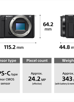 Sony Alpha ZV-E10 24.2 Mega Pixel Interchangeable-Lens Mirrorless vlog Camera, Made for Creators | APS-C Sensor |Advanced Autofocus | Clear Audio & 4K Movie Recording (Body Only) – Black 