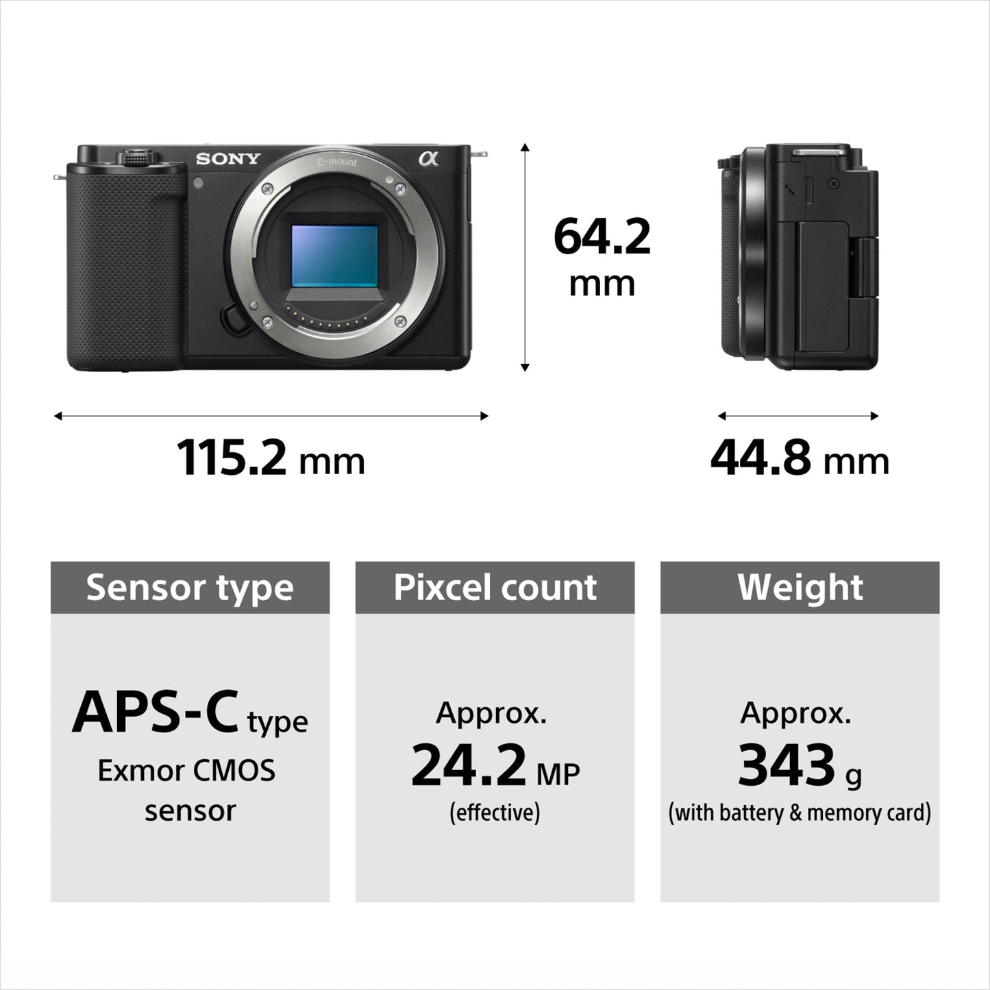 Sony Alpha ZV-E10 24.2 Mega Pixel Interchangeable-Lens Mirrorless vlog Camera, Made for Creators | APS-C Sensor |Advanced Autofocus | Clear Audio & 4K Movie Recording (Body Only) – Black 