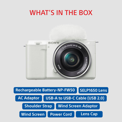 Sony Alpha ZV-E10L 24.2 Mega Pixel Interchangeable-Lens Mirrorless vlog Camera with 16-50 mm Lens, Made for Creators | APS-C Sensor | Advanced Autofocus | Clear Audio & 4K Movie Recording - White 