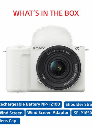Sony Alpha ZV-E10M2K 26 MP Interchangeable Lens Mirrorless Vlog Camera for Creators (16-50mm Power Zoom Lens) | APS-C Sensor | 4K 60p with 10bit 4:2:2 Recording - (White) 