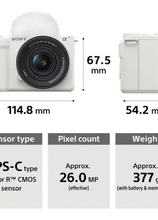 Sony Alpha ZV-E10M2K 26 MP Interchangeable Lens Mirrorless Vlog Camera for Creators (16-50mm Power Zoom Lens) | APS-C Sensor | 4K 60p with 10bit 4:2:2 Recording - (White) 
