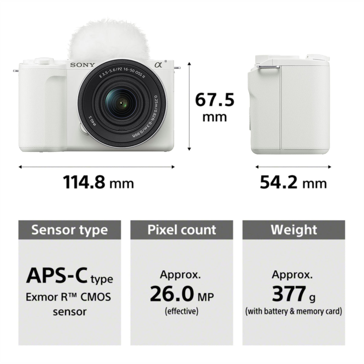Sony Alpha ZV-E10M2K 26 MP Interchangeable Lens Mirrorless Vlog Camera for Creators (16-50mm Power Zoom Lens) | APS-C Sensor | 4K 60p with 10bit 4:2:2 Recording - (White) 