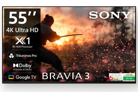 Sony BRAVIA 3 Series 139 cm (55 inches) 4K Ultra HD AI Smart LED Google TV K-55S30B (Black) 