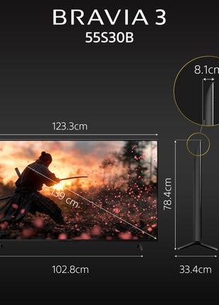 Sony BRAVIA 3 Series 139 cm (55 inches) 4K Ultra HD AI Smart LED Google TV K-55S30B (Black) 
