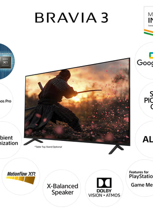Sony BRAVIA 3 Series 139 cm (55 inches) 4K Ultra HD AI Smart LED Google TV K-55S30B (Black) 