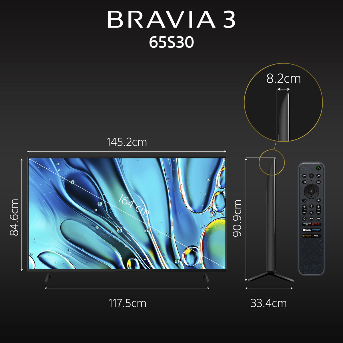 Sony BRAVIA 3 Series 164 cm (65 inches) 4K Ultra HD AI Smart LED Google TV K-65S30 (Black) 
