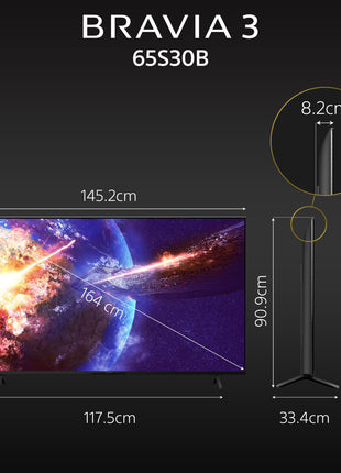 Sony BRAVIA 3 Series 164 cm (65 inches) 4K Ultra HD AI Smart LED Google TV K-65S30B (Black) 