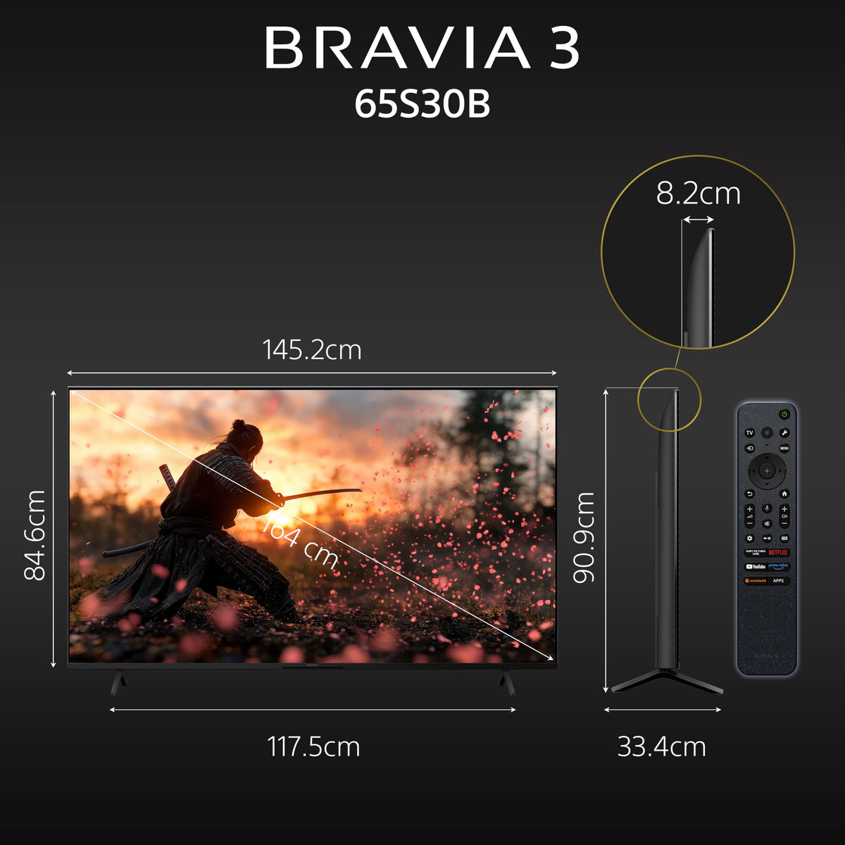 Sony BRAVIA 3 Series 164 cm (65 inches) 4K Ultra HD AI Smart LED Google TV K-65S30B (Black) 