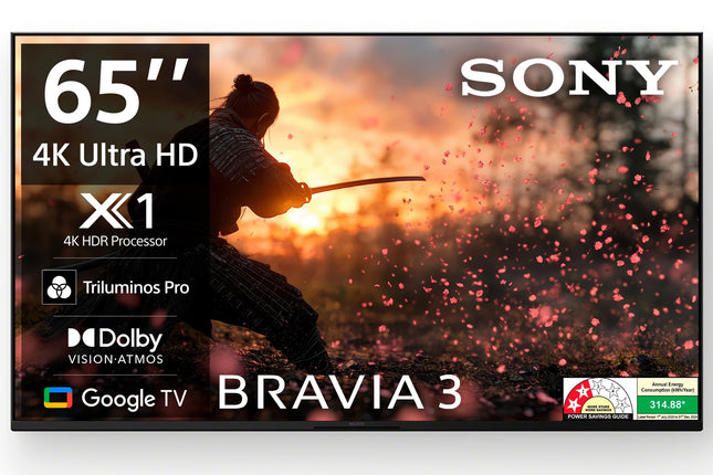Sony BRAVIA 3 Series 164 cm (65 inches) 4K Ultra HD AI Smart LED Google TV K-65S30B (Black) 