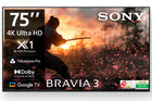 Sony BRAVIA 3 Series 189 cm (75 inches) 4K Ultra HD AI Smart LED Google TV K-75S30B (Black) 