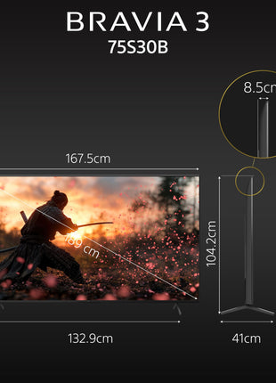 Sony BRAVIA 3 Series 189 cm (75 inches) 4K Ultra HD AI Smart LED Google TV K-75S30B (Black) 