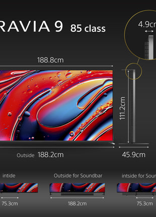 Sony BRAVIA 9 Series 215 cm (85 inches) 4K Ultra HD AI Smart Mini LED Google TV K-85XR90 (Black) 