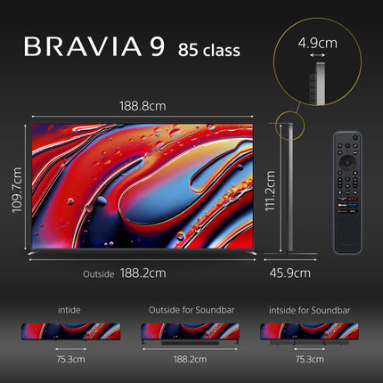 Sony BRAVIA 9 Series 215 cm (85 inches) 4K Ultra HD AI Smart Mini LED Google TV K-85XR90 (Black) 