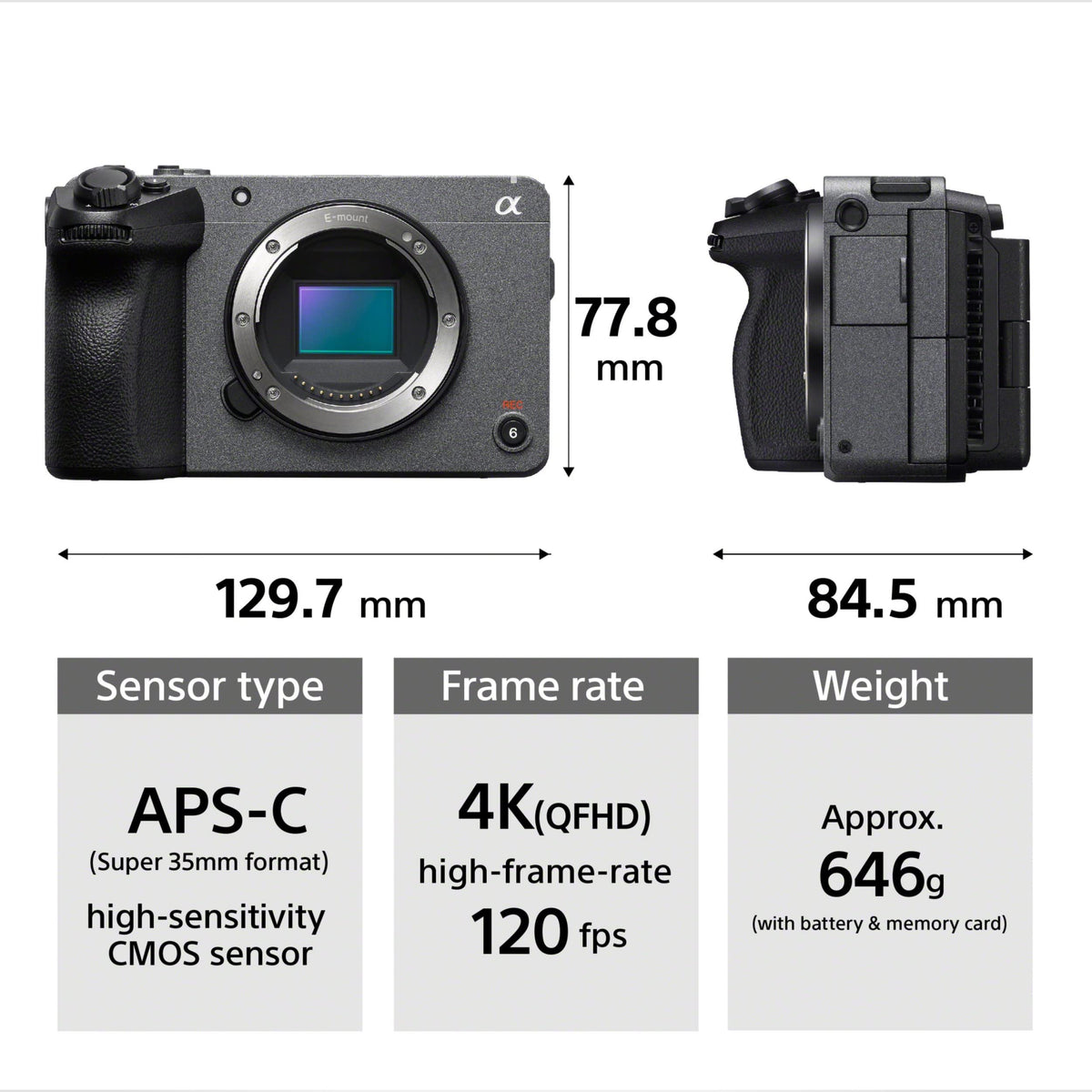 Sony Cinema Line FX30B Super 35 Camera | 4K120P | S-Cinetone | Dual Base ISO | Compact Camera for Filmmaking (‎ILME-FX30B) 