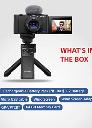 Sony Digital Camera ZV 1 for Content Creators (Compact, Video Eye AF, Flip Screen, in-Built Microphone, Bluetooth Shooting Grip, 4K Vlogging Camera for Content Creation) - Black 