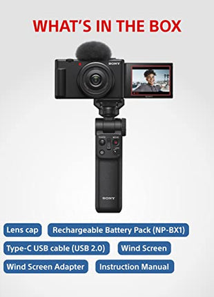 Sony Digital Camera ZV-1F for Content Creators with Ultra-Wide 20mm Prime Lens | Soft Skin Feature | Bokeh | Creative Look | Active Mode Stabilisation -Black 