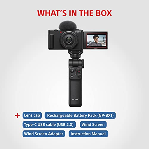 Sony Digital Camera ZV-1F for Content Creators with Ultra-Wide 20mm Prime Lens | Soft Skin Feature | Bokeh | Creative Look | Active Mode Stabilisation -Black 