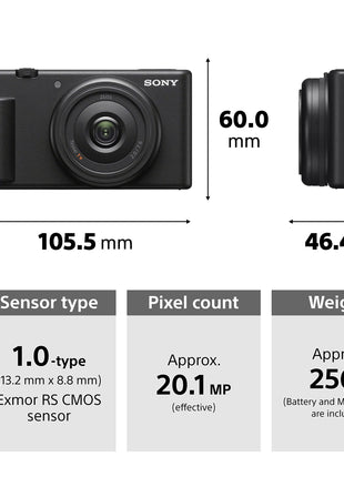 Sony Digital Camera ZV-1F for Content Creators with Ultra-Wide 20mm Prime Lens | Soft Skin Feature | Bokeh | Creative Look | Active Mode Stabilisation -Black 