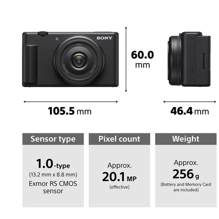 Sony Digital Camera ZV-1F for Content Creators with Ultra-Wide 20mm Prime Lens | Soft Skin Feature | Bokeh | Creative Look | Active Mode Stabilisation -Black 