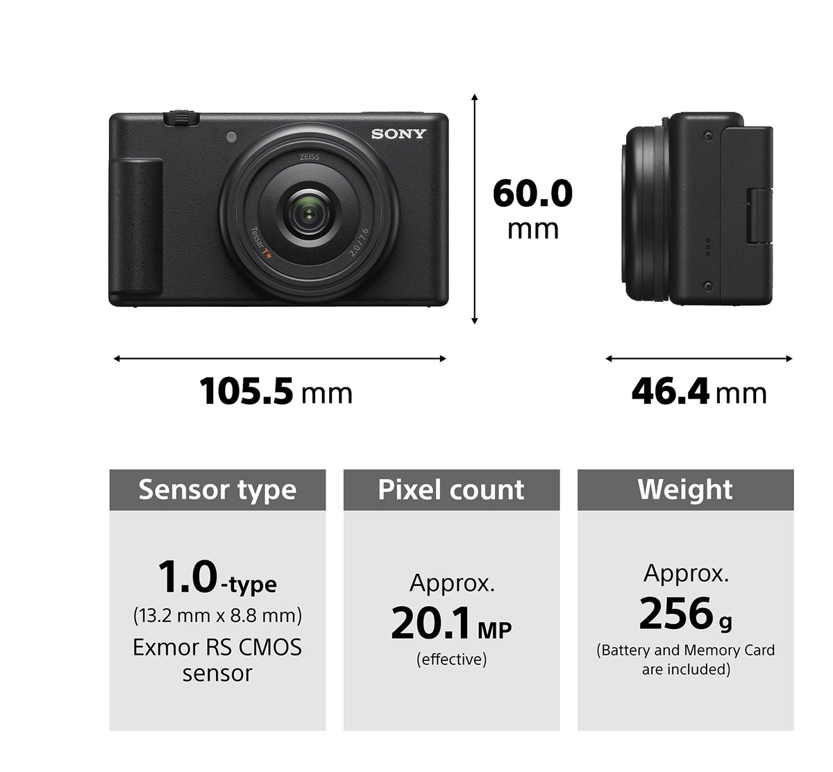 Sony Digital Camera ZV-1F for Content Creators with Ultra-Wide 20mm Prime Lens | Soft Skin Feature | Bokeh | Creative Look | Active Mode Stabilisation -Black 