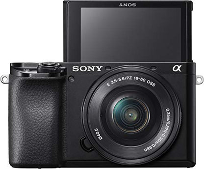 Sony New Alpha ILCE-6100K (Previously ILCE-6100L) with Upgraded SELP1650 (Ver 2) Power Zoom Lens | 24.2 MP | APS-C Sensor | Fast Auto Focus | 4K Vlogging Camera | Tiltable LCD – Black 