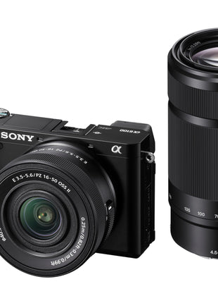 Sony New Alpha ILCE-6100X (Previously ILCE-6100Y) with Upgraded SELP1650 (Ver 2) Power Zoom Lens + SEL55210 Lens | 24.2 MP | APS-C Sensor | Fast Auto Focus | Tiltable LCD – Black 