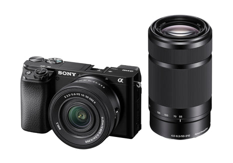 Sony New Alpha ILCE-6100X (Previously ILCE-6100Y) with Upgraded SELP1650 (Ver 2) Power Zoom Lens + SEL55210 Lens | 24.2 MP | APS-C Sensor | Fast Auto Focus | Tiltable LCD – Black 