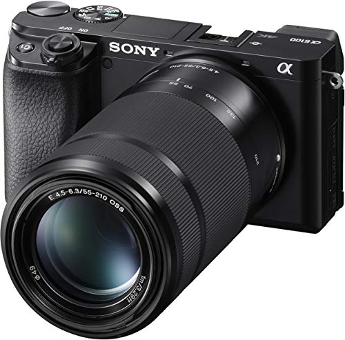 Sony New Alpha ILCE-6100X (Previously ILCE-6100Y) with Upgraded SELP1650 (Ver 2) Power Zoom Lens + SEL55210 Lens | 24.2 MP | APS-C Sensor | Fast Auto Focus | Tiltable LCD – Black 