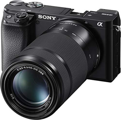 Sony New Alpha ILCE-6100X (Previously ILCE-6100Y) with Upgraded SELP1650 (Ver 2) Power Zoom Lens + SEL55210 Lens | 24.2 MP | APS-C Sensor | Fast Auto Focus | Tiltable LCD – Black 