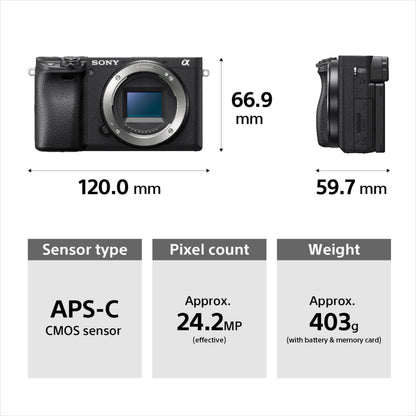 Sony New Alpha ILCE-6400K (Previously ILCE-6400L) with Upgraded SELP1650 (Ver 2) Power Zoom Lens | 24.2MP | APS-C Sensor | Fast Auto Focus | 4K Vlogging Camera | Tiltable LCD – Black 