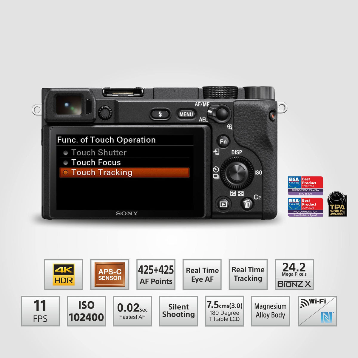 Sony New Alpha ILCE-6400K (Previously ILCE-6400L) with Upgraded SELP1650 (Ver 2) Power Zoom Lens | 24.2MP | APS-C Sensor | Fast Auto Focus | 4K Vlogging Camera | Tiltable LCD – Black 