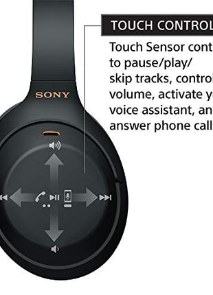 Sony WH-1000XM4 Industry Leading Wireless Noise Cancellation Bluetooth Over Ear Headphones with Mic for Phone Calls, 30 Hours Battery Life, Quick Charge, AUX, Touch Control and Voice Control - Black 
