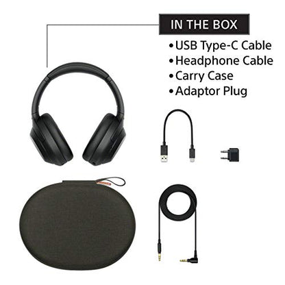Sony WH-1000XM4 Industry Leading Wireless Noise Cancellation Bluetooth Over Ear Headphones with Mic for Phone Calls, 30 Hours Battery Life, Quick Charge, AUX, Touch Control and Voice Control - Black 