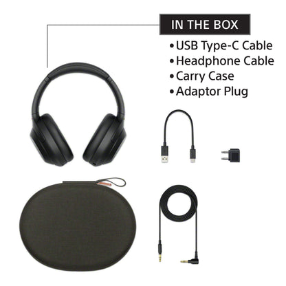 Sony WH-1000XM4 Industry Leading Wireless Noise Cancellation Bluetooth Over Ear Headphones with Mic for Phone Calls, 30 Hours Battery Life, Quick Charge, AUX, Touch Control and Voice Control - Black 