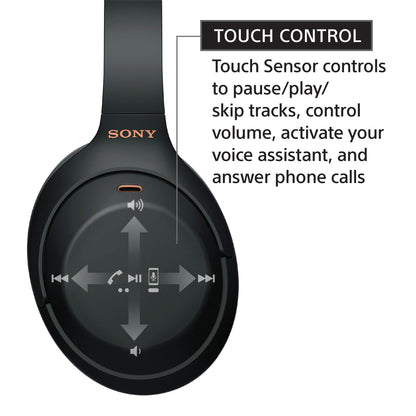 Sony WH-1000XM4 Industry Leading Wireless Noise Cancellation Bluetooth Over Ear Headphones with Mic for Phone Calls, 30 Hours Battery Life, Quick Charge, AUX, Touch Control and Voice Control - Black 