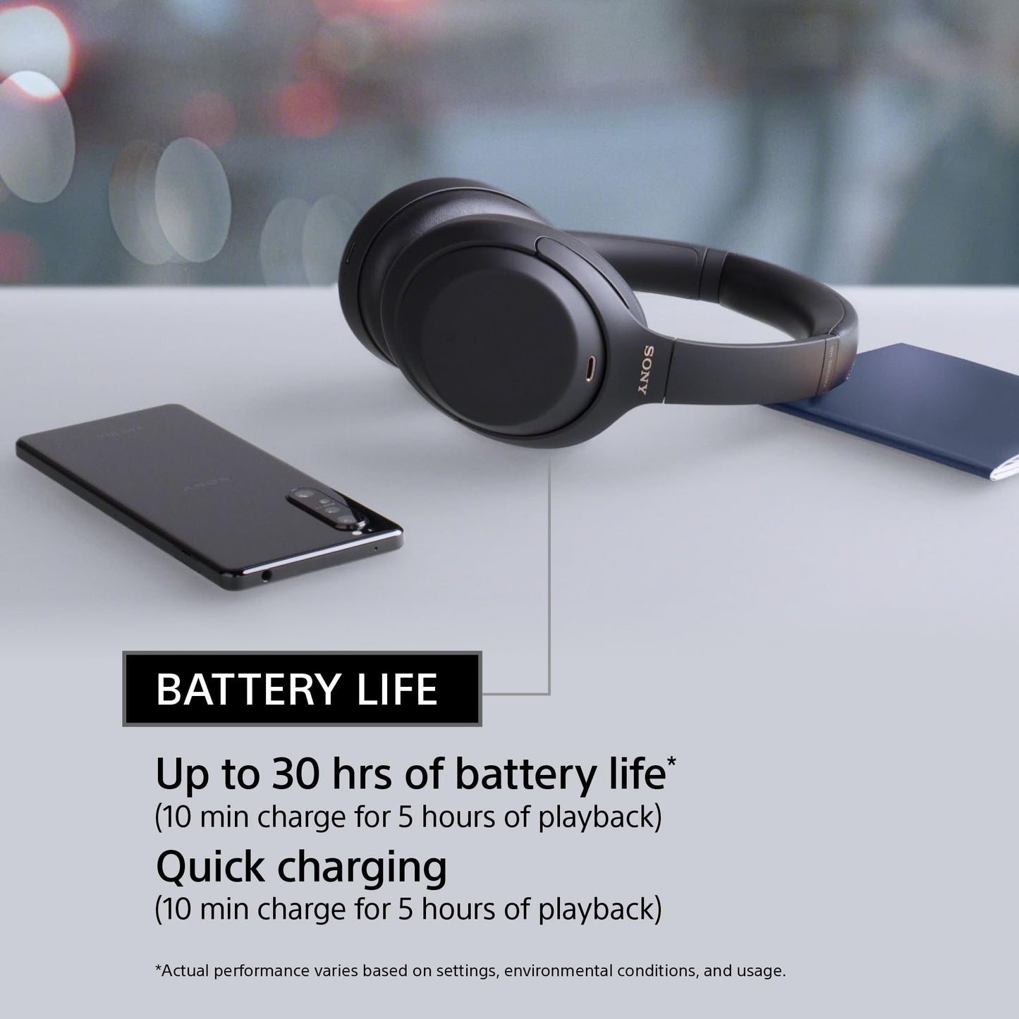 Sony WH-1000XM4 Industry Leading Wireless Noise Cancellation Bluetooth Over Ear Headphones with Mic for Phone Calls, 30 Hours Battery Life, Quick Charge, AUX, Touch Control and Voice Control - Black 