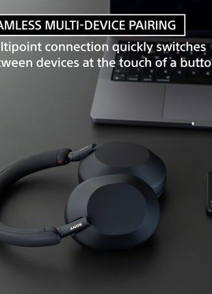 Sony WH-1000XM5 Best Active Noise Cancelling Wireless Bluetooth Over Ear Headphones with Mic for Clear Calling,Battery Life 30 Hours -Black 