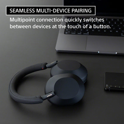 Sony WH-1000XM5 Best Active Noise Cancelling Wireless Bluetooth Over Ear Headphones with Mic for Clear Calling,Battery Life 30 Hours -Black 