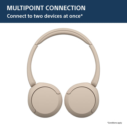 Sony WH-CH520 Wireless Bluetooth Headphones with Mic, Up to 50Hrs Battery-Beige 