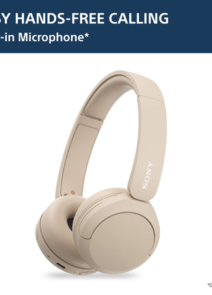 Sony WH-CH520 Wireless Bluetooth Headphones with Mic, Up to 50Hrs Battery-Beige 