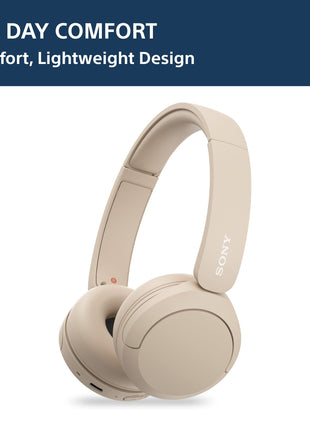 Sony WH-CH520 Wireless Bluetooth Headphones with Mic, Up to 50Hrs Battery-Beige 