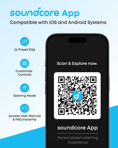 Soundcore by Anker Q20i Hybrid ANC Wireless Over Ear Headphones White 