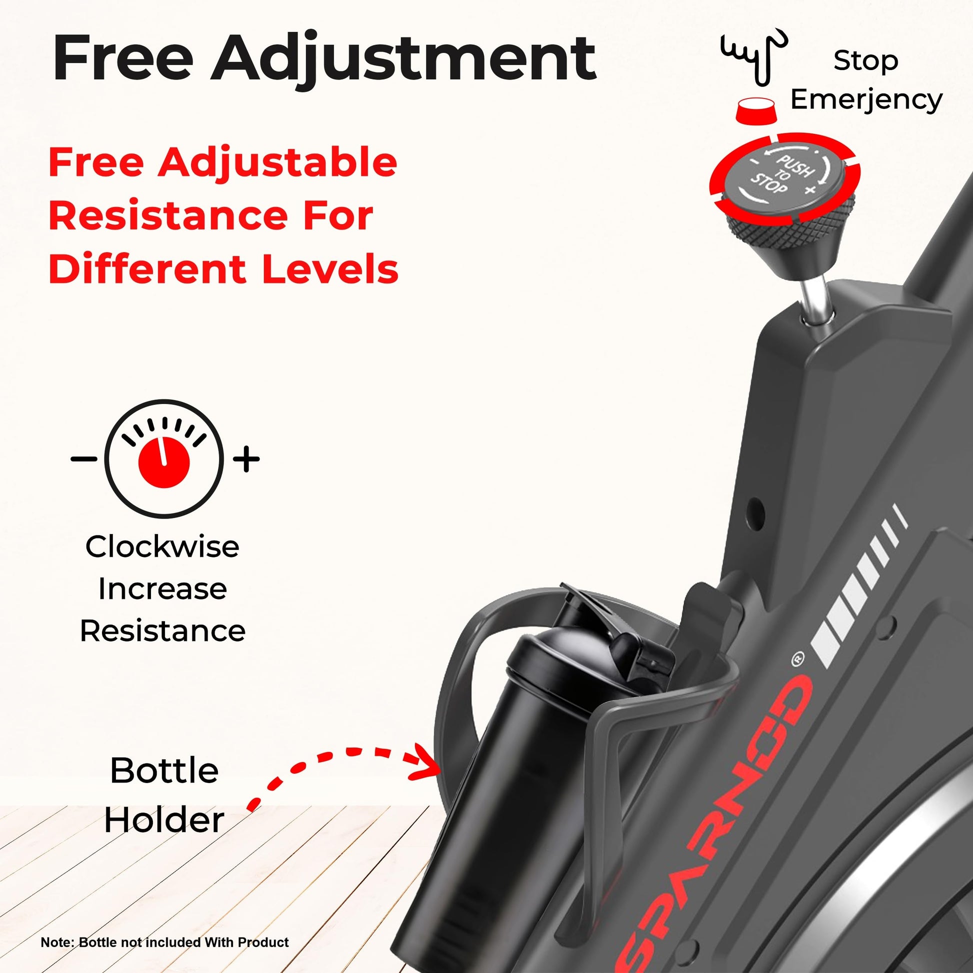 Sparnod Fitness SSB-09B Spin Bike for Home Workout with Belt Drive, 9KG Flywheel, Adjustable Seat & Handlebar, Friction Resistance, LCD Display, Tablet Holder, Max User Weight 110KG (Black) 