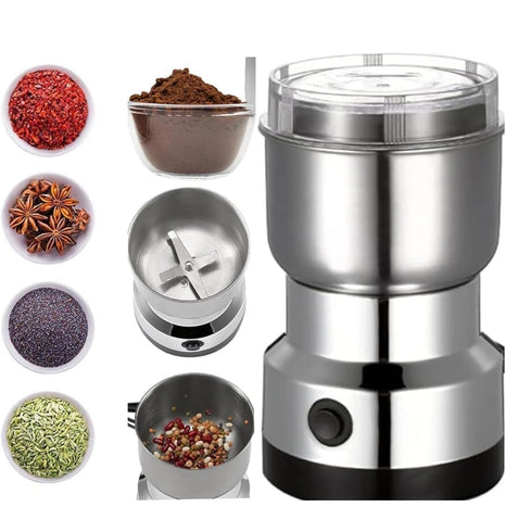Stainless Steel Mini Electric Grinder – Compact Coffee, Spice, Masala, Nut & Grain Crusher, Portable Mixer Machine for Home Kitchen Use 