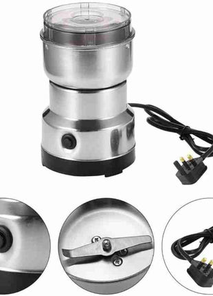 Stainless Steel Mini Electric Grinder – Compact Coffee, Spice, Masala, Nut & Grain Crusher, Portable Mixer Machine for Home Kitchen Use 
