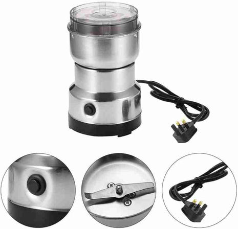 Stainless Steel Mini Electric Grinder – Compact Coffee, Spice, Masala, Nut & Grain Crusher, Portable Mixer Machine for Home Kitchen Use 