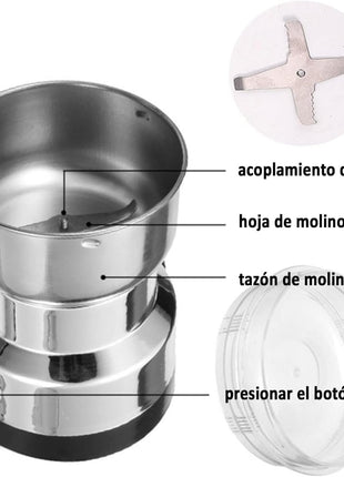 Stainless Steel Mini Electric Grinder – Compact Coffee, Spice, Masala, Nut & Grain Crusher, Portable Mixer Machine for Home Kitchen Use 