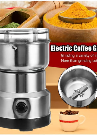 Stainless Steel Mini Electric Grinder – Compact Coffee, Spice, Masala, Nut & Grain Crusher, Portable Mixer Machine for Home Kitchen Use 