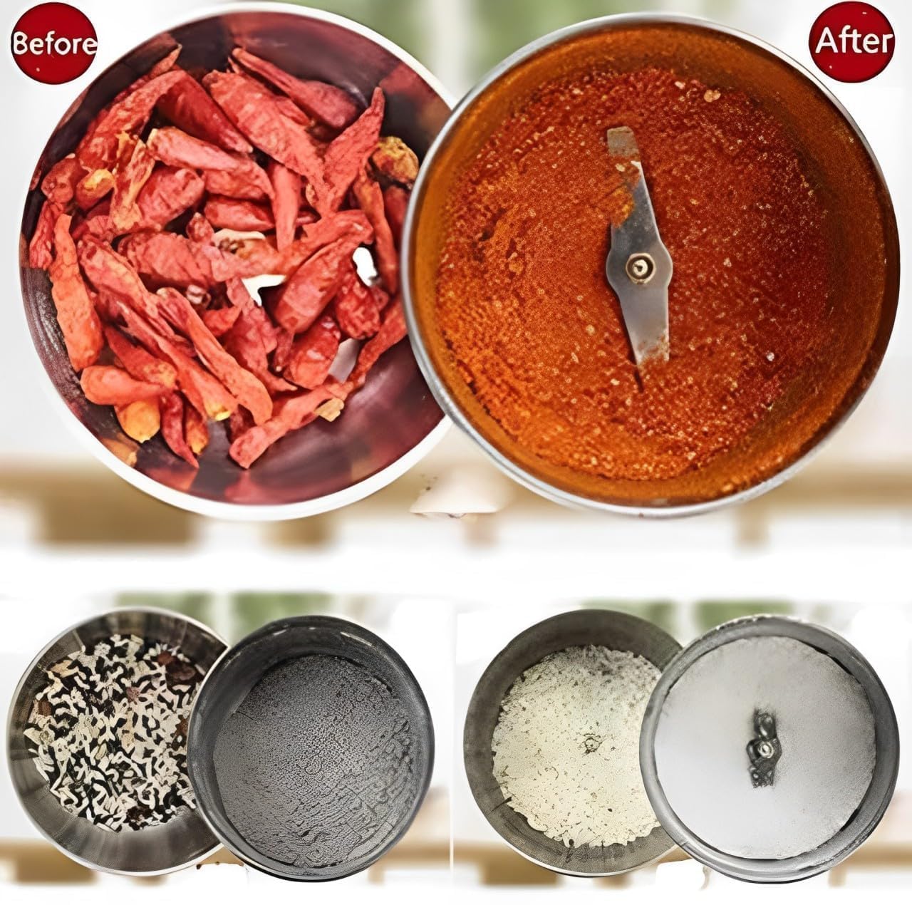 Stainless Steel Mini Electric Grinder – Compact Coffee, Spice, Masala, Nut & Grain Crusher, Portable Mixer Machine for Home Kitchen Use 